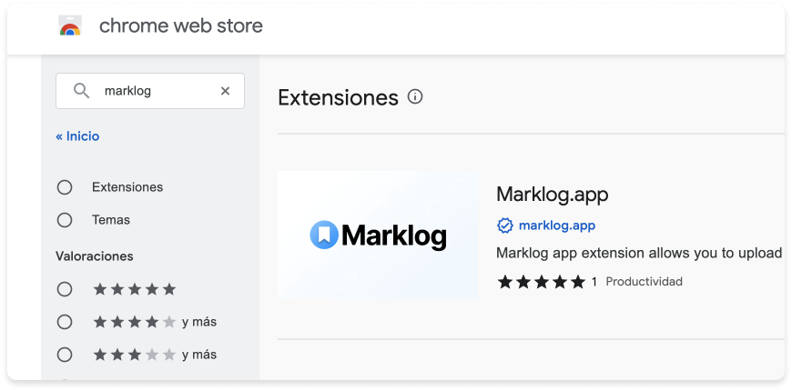 Search for Marklog extension in the browser store